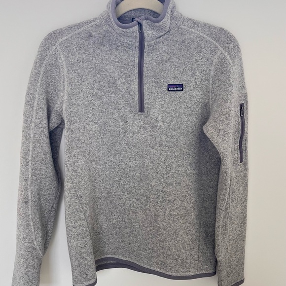 Patagonia Women's Better Sweater Quarter Zip Fleece Light Gray Zip-Up Jacket M - Picture 2 of 5